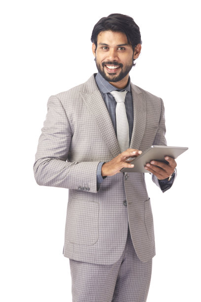 拥有平板电脑的年轻商人图片下载
