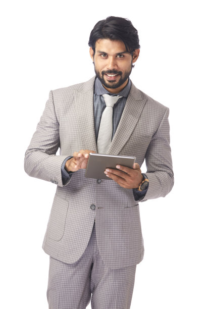 拥有平板电脑的年轻商人图片下载