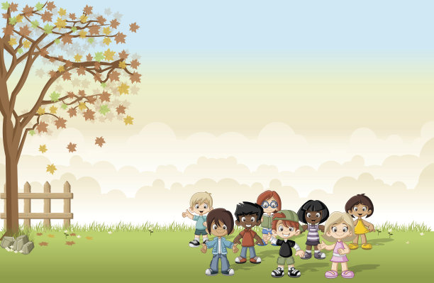 可爱的卡通的孩子。图片下载