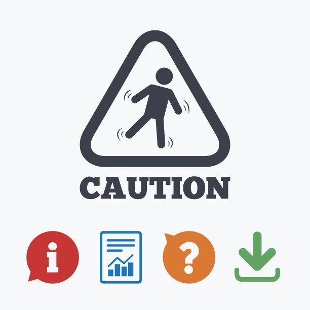 小心湿地板图标。人类不断下降的象征。图片下载