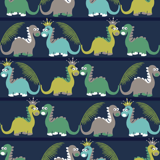 可爱的恐龙无缝图案素材图片