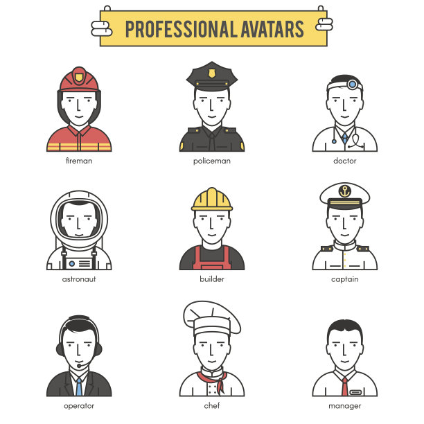 人专业的化身。现代的直线矢量图标图片下载