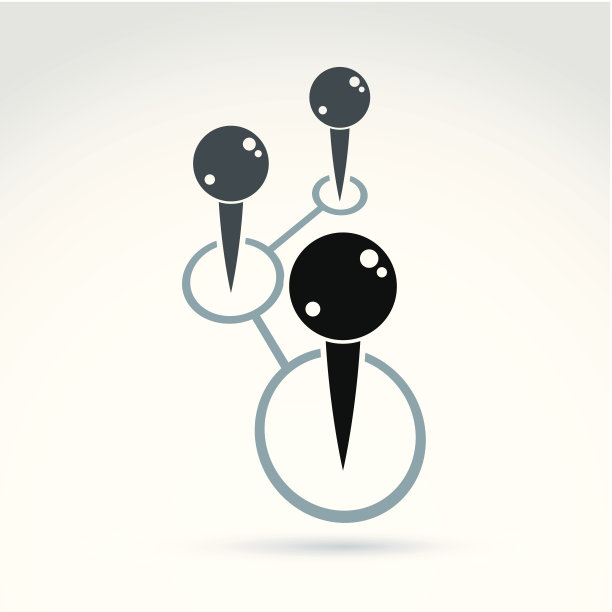 矢量推针，单色符号。抽象的黑色销图片下载