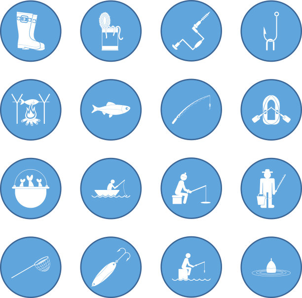 钓鱼图标蓝色图片下载