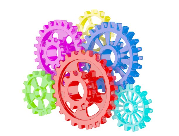白色上的彩色齿轮图片下载