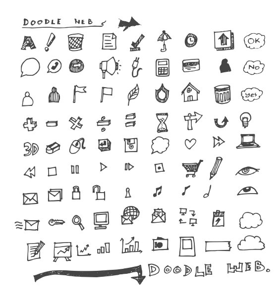 商业涂鸦素描矢量墨水eps10图片下载