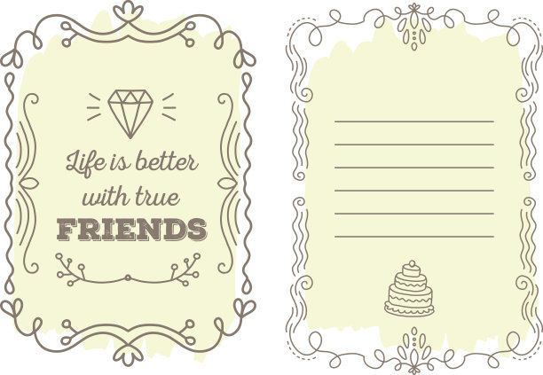 矢量模板的贺卡与花边框架图片下载