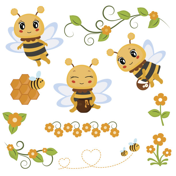 蜜蜂主题的角色和图标图片下载