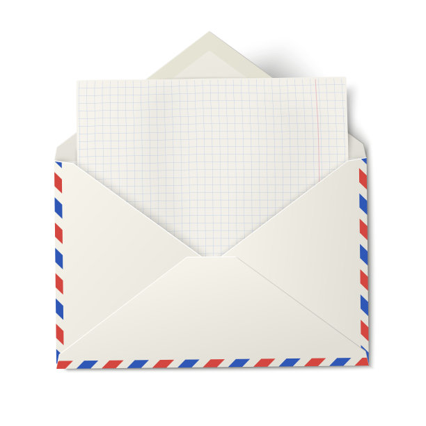开过的航空邮件信封，上面有一张白色的方纸图片下载