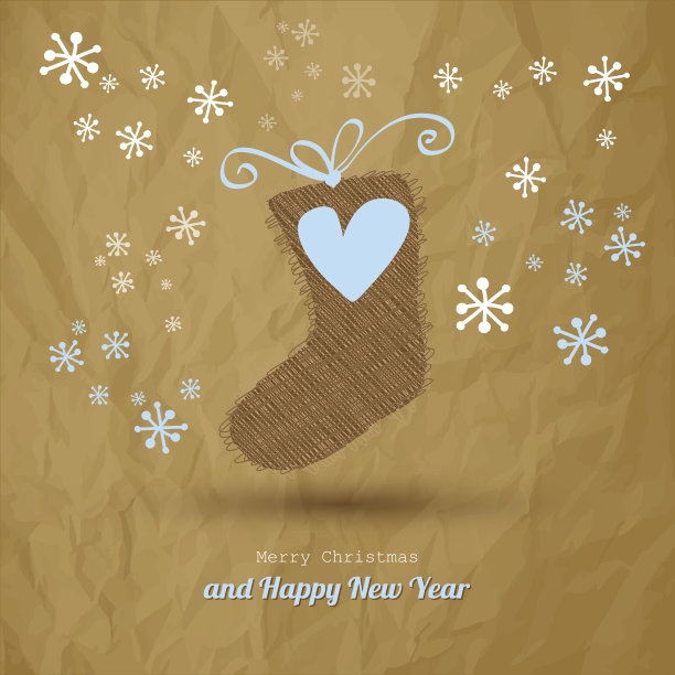 圣诞明信片与袜子为圣诞老人的礼物。图片下载