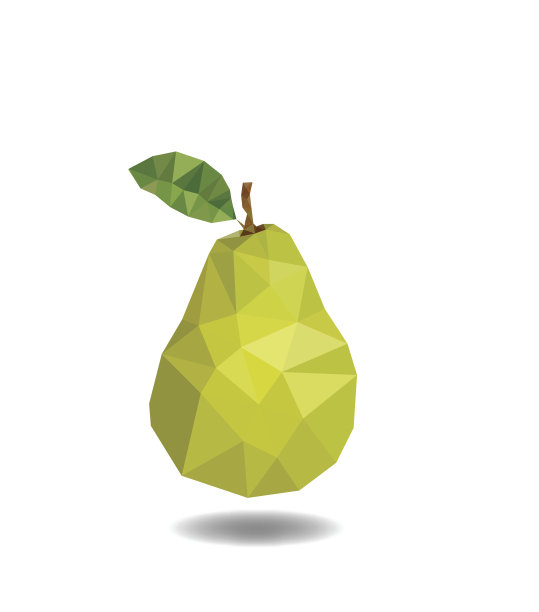 梨多边形。梨子抽象孤立在白色的背景图片下载