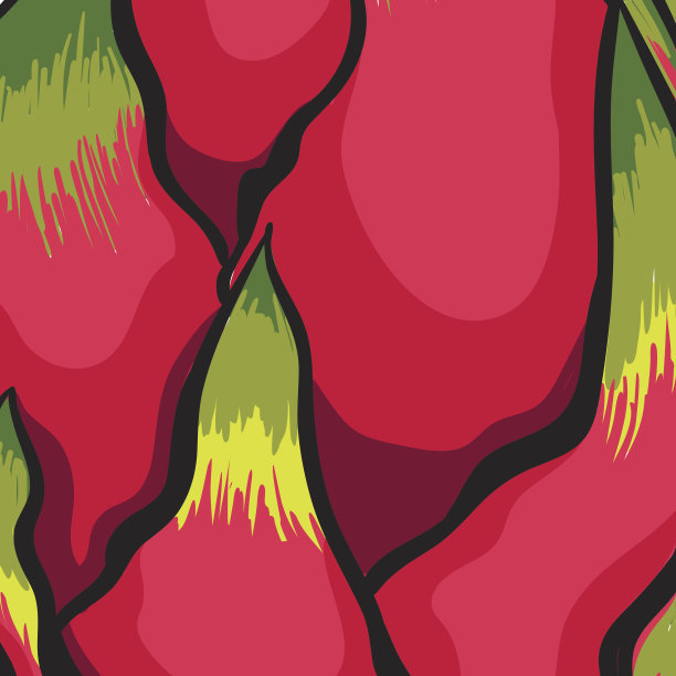 奇异向量模式。火龙果在明亮的白色背景上。图片下载