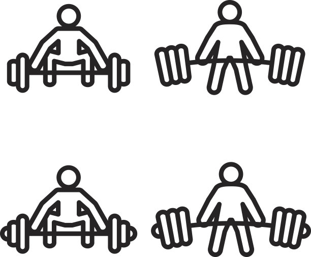 举重硬拉图标四种变体矢量图图片下载