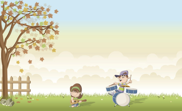 男孩和女孩在乐队里演奏音乐图片下载