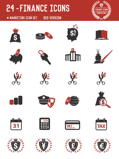 财务图标设置为白色背景，红色版本图片下载