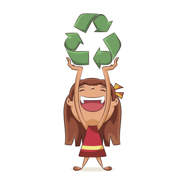 女孩与回收符号图片下载