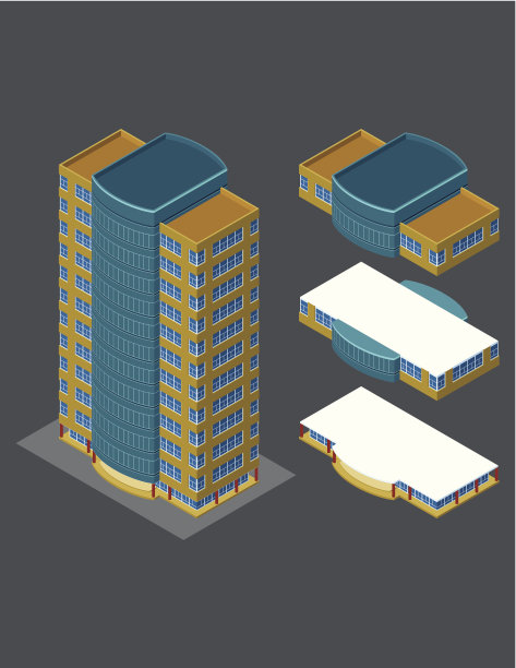 等距现代建筑图片下载