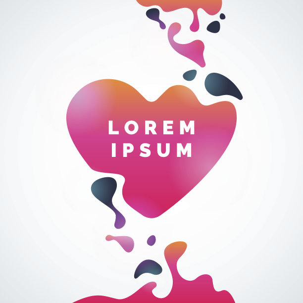 矢量插图与梯度心和溅在白色的背景。明亮的海报图片下载