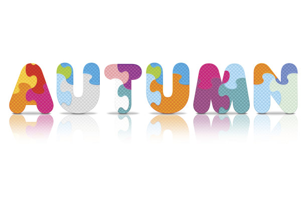 向量秋天写字母拼图图片下载