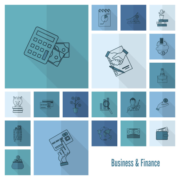 商业和金融图标集图片下载