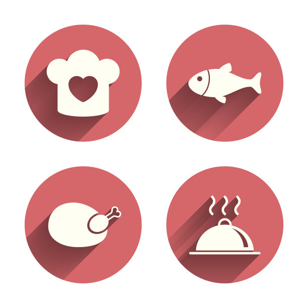 酋长帽子，炊具图标。鱼和鸡图片下载