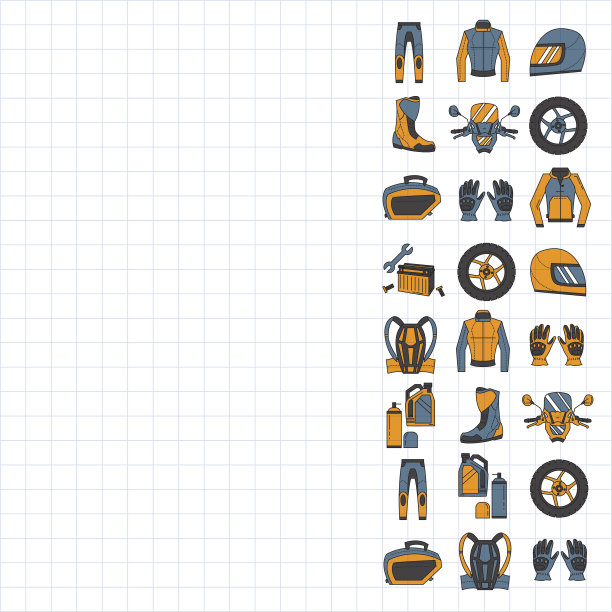 矢量集的线性摩托车图标图片下载