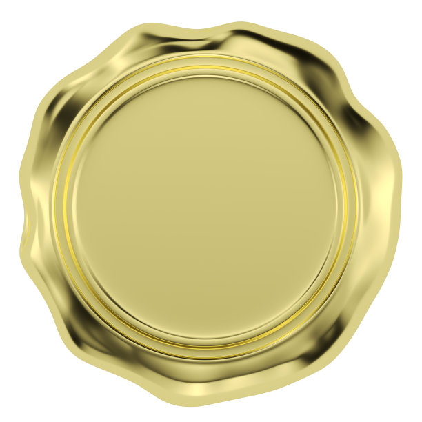 金色的蜡密封隔离在白色的背景图片下载