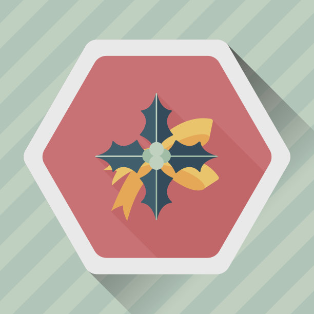 一品红的平图标与长影子，eps10图片下载