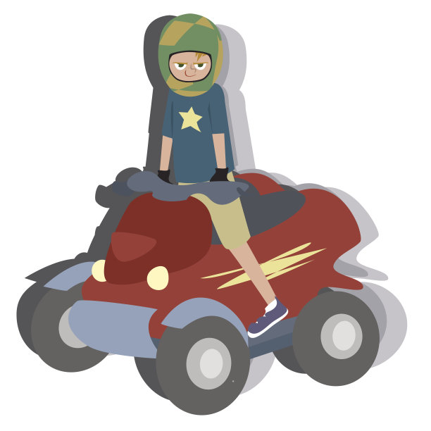 卡通男孩骑着四驱车图片下载