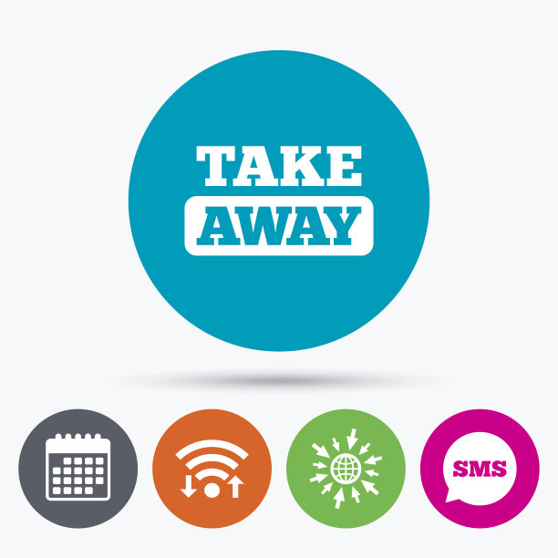 拿走符号图标。外卖食品或饮料。图片下载