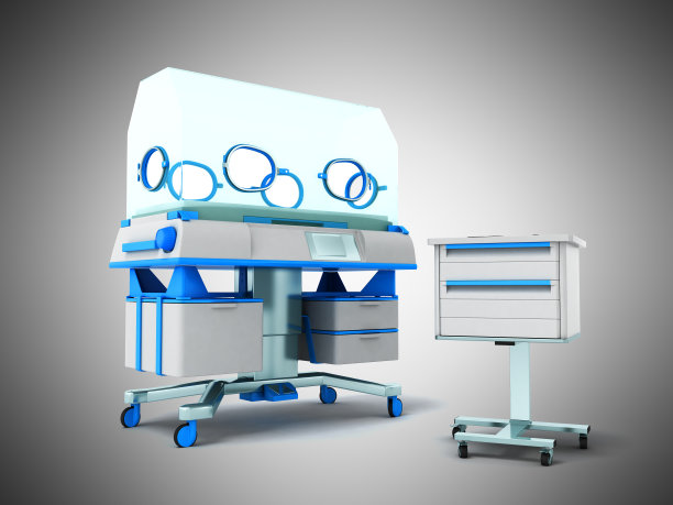 培养箱为儿童蓝色3d渲染在白色的背景图片下载