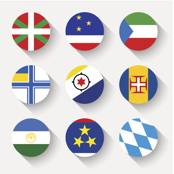 世界各国国旗圆形按钮图片下载