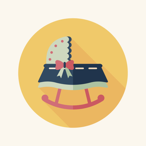 婴儿摇篮床与长影子的图标，eps10图片下载