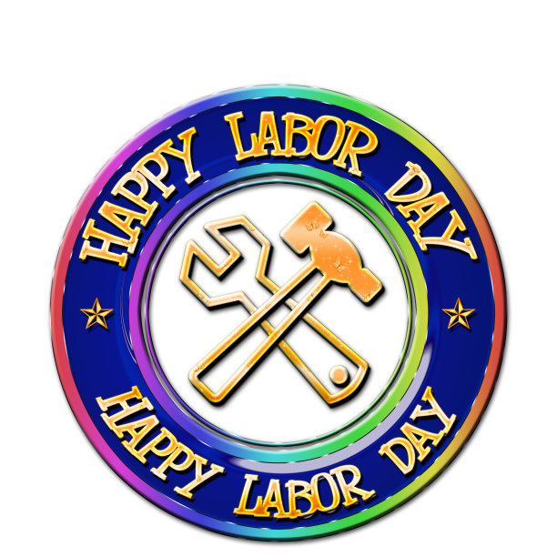 劳动节快乐，明亮而花哨的颜色我solated在白色的背景，为你的信息复制空间。图片下载