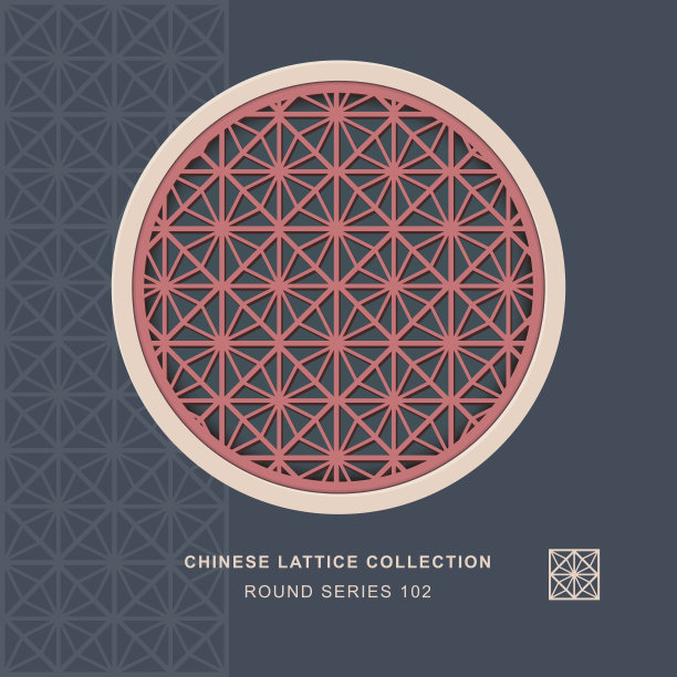 中式窗花圆框102菱形花图片下载