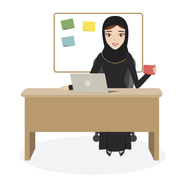 阿拉伯女商人用便签在办公室工作图片下载