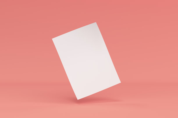 空白白色弯曲传单模型上的红色背景素材图片