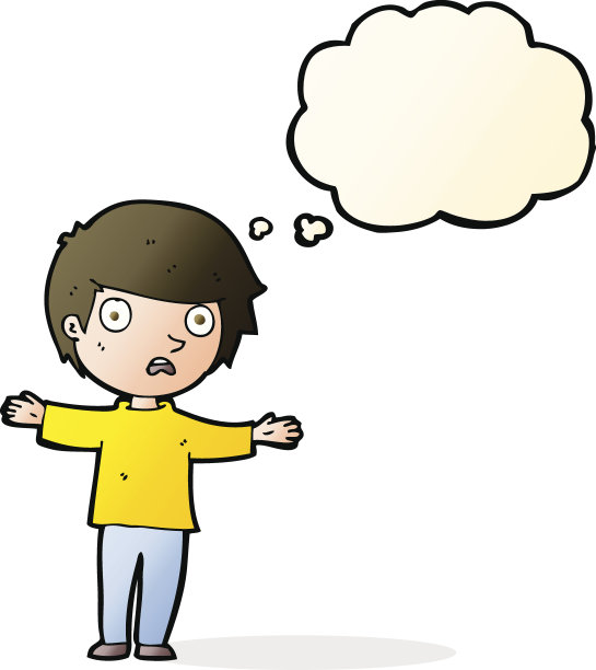 卡通担心男孩与思想泡沫图片下载