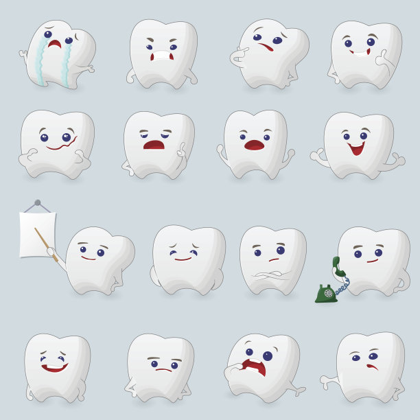 牙齿漫画组素材图片