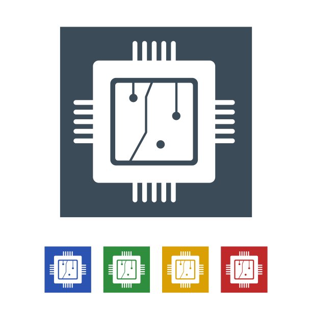 处理器图标隔离在白色背景图片下载