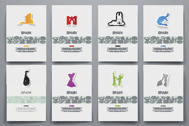 企业身份向量模板设置与涂鸦西班牙主题图片下载
