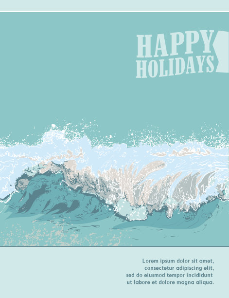 暑假设计与波浪插图图片下载