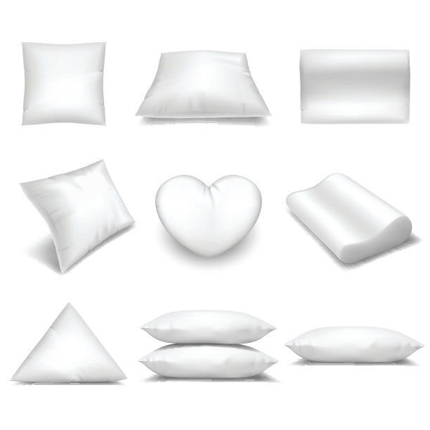 白色逼真枕头套装图片下载