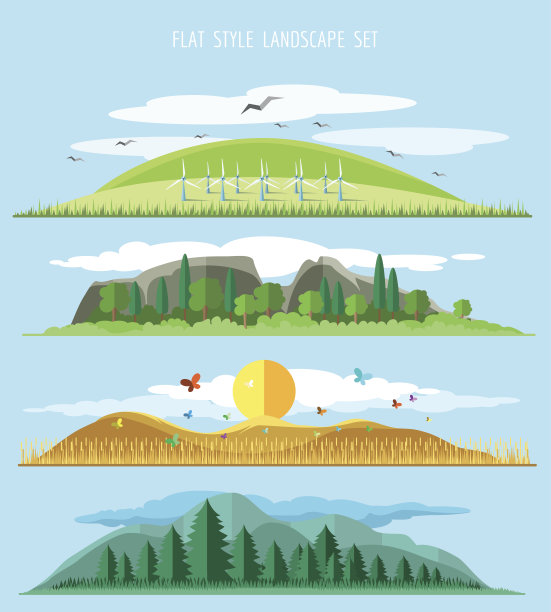 矢量平坦森林景观图片下载