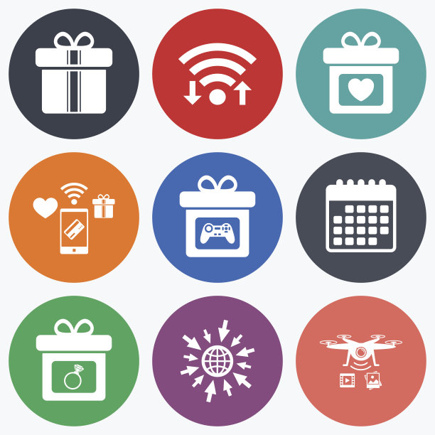 礼盒标志图标。现在的象征。图片下载