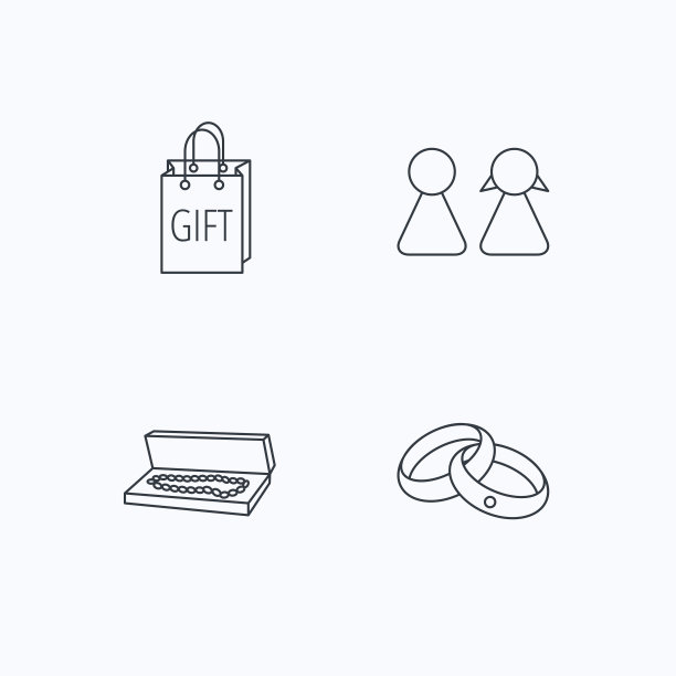 情侣、礼物和结婚戒指的图标。图片下载