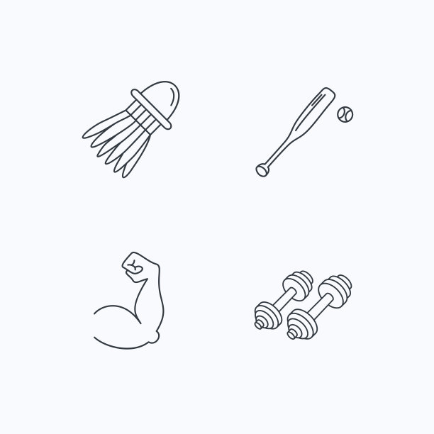 健身运动，二头肌和棒球图标。图片下载