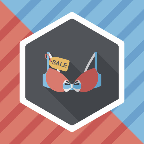 购物销售内衣文胸平与长影图标，eps10图片下载