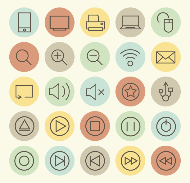 一套25个多媒体图标。图片下载