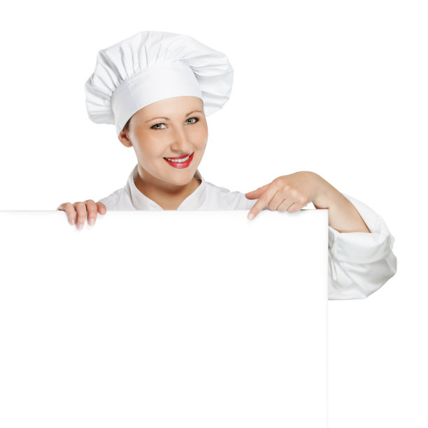 年轻女厨师和复制空间横幅图片下载